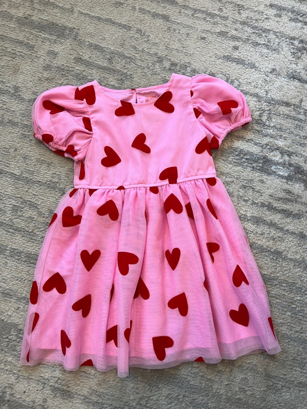 Cat & Jack Pink Dress with Red Heart Accents